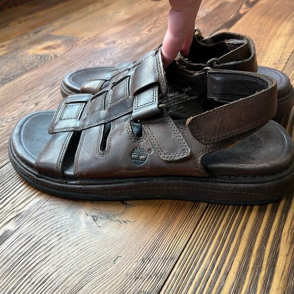 Chunky 90s Y2K Fisherman Timberland Leather Sandals Mens 9 Women11 Marten Style - Picture 2 of 6